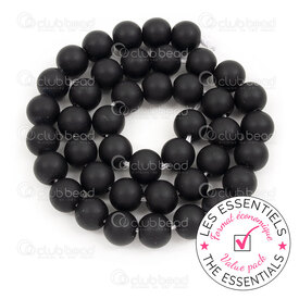 E-1112-0641-10MM - OFF PRICE POLICY Natural Semi Precious Stone Bead Black Onyx Matt Round 10mm 1mm Hole 5 x 15in String E-1112-0641-10MM,montreal, quebec, canada, beads, wholesale