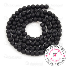 E-1112-0641-4MM - OFF PRICE POLICY Natural Semi Precious Stone Bead  Black Onyx Matt Round 4mm 0.5mm Hole 10 x 15in String E-1112-0641-4MM,Beads,montreal, quebec, canada, beads, wholesale
