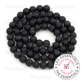 E-1112-0641-6MM - OFF PRICE POLICY Natural Semi Precious Stone Bead  Black Onyx Matt Round 6mm 0.8mm Hole 10 x 15in String E-1112-0641-6MM,Beads,montreal, quebec, canada, beads, wholesale