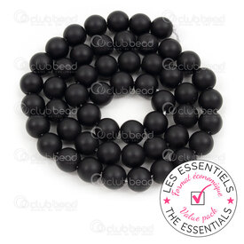 E-1112-0641-8MM - OFF PRICE POLICY Natural Semi Precious Stone Bead  Black Onyx Matt Round 8mm 0.8mm Hole 10 x 15in String E-1112-0641-8MM,Beads,montreal, quebec, canada, beads, wholesale