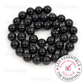 E-1112-0654-10MM - HORS POLITIQUE Bille de Pierre Fine Naturelle Onyx Noir Rond 10mm Trou 1mm 5 x Corde de 15po E-1112-0654-10MM,billes noir,montreal, quebec, canada, beads, wholesale