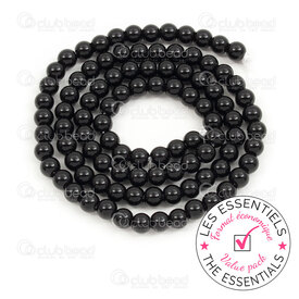 E-1112-0654-4MM - OFF PRICE POLICY Natural Semi Precious Stone Bead Black Onyx Round 4mm 0.5mm Hole 10 x 15in String E-1112-0654-4MM,Beads,Stones,Semi-precious,montreal, quebec, canada, beads, wholesale