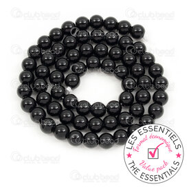 E-1112-0654-6MM - HORS POLITIQUE Bille de Pierre Fine Naturelle Onyx Noir Rond 6mm Trou 0.8mm 10 x Corde de 15po E-1112-0654-6MM,billes noir,montreal, quebec, canada, beads, wholesale