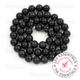 E-1112-0654-8MM - HORS POLITIQUE Bille de Pierre Fine Naturelle Onyx Noir Rond 8mm Trou 0.8mm 10 x Corde de 15po E-1112-0654-8MM,bille pierre Onyx noir,montreal, quebec, canada, beads, wholesale