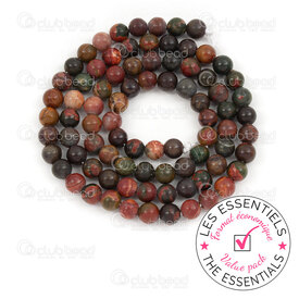 E-1112-0720-4MM - OFF PRICE POLICY Natural Semi-Precious Stone Bead Prestige Round 4mm Red Picasso Jasper 0.5mm Hole 2 X 15in String (app90pcs) E-1112-0720-4MM,bille 4mm,montreal, quebec, canada, beads, wholesale