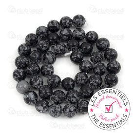 E-1112-0725-8MM - OFF PRICE POLICY Natural Semi-Precious Stone Bead Prestige Round 8mm Snowflake Obsidian 0.8mm Hole 2 X 15in String (app45pcs) Mexico E-1112-0725-8MM,obsidiennes,montreal, quebec, canada, beads, wholesale