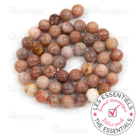 E-1112-0864-8mm - HORS POLITIQUE Bille de Pierre Fine Naturelle Prestige Héliolite (Pierre de Soleil) Rond 8mm Trou 0.8mm 2 x Corde de 15po (env45pcs) Inde E-1112-0864-8mm,pierre Heliolite,montreal, quebec, canada, beads, wholesale