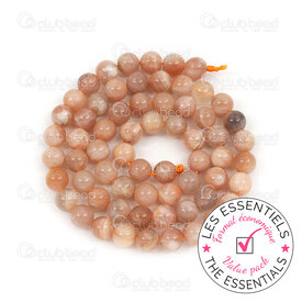 E-1112-0864-B-6mm - HORS POLITIQUE Bille de Pierre Fine Naturelle Prestige Héliolite (Pierre de Soleil) Rond 6mm Trou 0.8mm 2 x Corde de 15po (env64pcs) Inde E-1112-0864-B-6mm,pierre Heliolite,montreal, quebec, canada, beads, wholesale