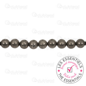 E-1112-0899-8mm - OFF PRICE POLICY Natural Semi-Precious Stone Bead Prestige Round 8mm Pyrite 0.8mm Hole 2 X 15in String (app45pcs) E-1112-0899-8mm,Pyrite,montreal, quebec, canada, beads, wholesale