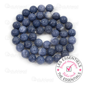 E-1112-09120-8mm - OFF PRICE POLICY Coral Bead Natural Round 8mm Blue Dyed 0.8mm Hole 2 X 15.5in String (app46pcs) E-1112-09120-8mm,Corail,montreal, quebec, canada, beads, wholesale