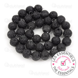 E-1112-0978-10mm - OFF PRICE POLICY Volcanic Lava Stone Bead Round 10mm Black 1mm hole 5 x 15in String E-1112-0978-10mm,Beads,montreal, quebec, canada, beads, wholesale
