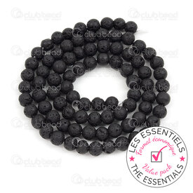 E-1112-0978-4mm - OFF PRICE POLICY Volcanic Lava Stone Bead Round 4mm Black 0.5mm hole 10 x 15in String E-1112-0978-4mm,Beads,montreal, quebec, canada, beads, wholesale