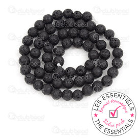 E-1112-0978-6mm - OFF PRICE POLICY Volcanic Lava Stone Bead Round 6mm Black 0.8mm hole 10 x 15in String E-1112-0978-6mm,Beads,Stones,Semi-precious,montreal, quebec, canada, beads, wholesale