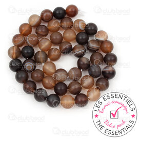E-1112-09993-M-8mm - OFF PRICE POLICY Natural Semi Precious Stone Bead Striped Agate Brown Matt Round 8mm 0.8mm Hole 10 x 15in String E-1112-09993-M-8mm,Semi-precious stones,montreal, quebec, canada, beads, wholesale