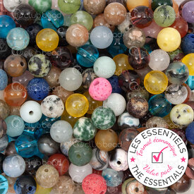E-1112-9099-6mm - OFF PRICE POLICY Semi Precious Stone Bead Assortiment Mixed Stone Round 6mm 100pcs E-1112-9099-6mm,Semi-precious stones,montreal, quebec, canada, beads, wholesale