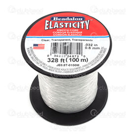 JE0.8T-100M - Beadalon Elastic Cord Monofilement Elasticity 0.8mm Clear 100m Roll USA JE0.8T-100M,0.8mm,Elastic,Monofilement,Cord,Elasticity,0.8mm,Clear,100m  Roll,USA,Beadalon,montreal, quebec, canada, beads, wholesale