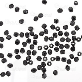 T-1102-4700-04 - Bille de Verre Polie au Feu Rond Facetté 3mm Jais 100pcs République Tcheque T-1102-4700-04,3mm czech,montreal, quebec, canada, beads, wholesale
