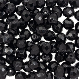 T-1102-4703-04 - Bille de Verre Polie au Feu Rond Facetté 8mm Noir 75pcs République Tcheque T-1102-4703-04,Tcheque facettes,montreal, quebec, canada, beads, wholesale