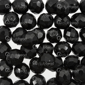 T-1102-4704-04 - Fire Polished Glass Bead Round Faceted 10mm Black 50pcs Czech Republic T-1102-4704-04,Fire polished Czech beads,montreal, quebec, canada, beads, wholesale