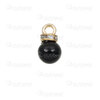 Acrylic Charm 13.5x8mm Round Pearl Black with Rhinestone Crystal with Ring Gold 50 pcs 1103-0467-08BKGL